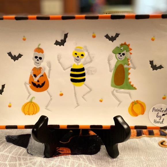 Dancing Skeletons In Halloween Costumes Rectangular Ceramic Platter - Picture 14 of 16